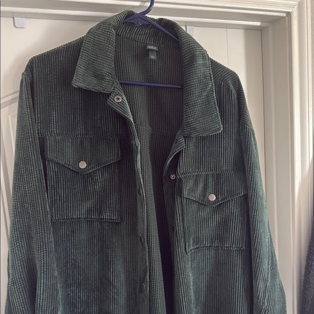 Green Corduroy Jacket, oversized large, excellent condition